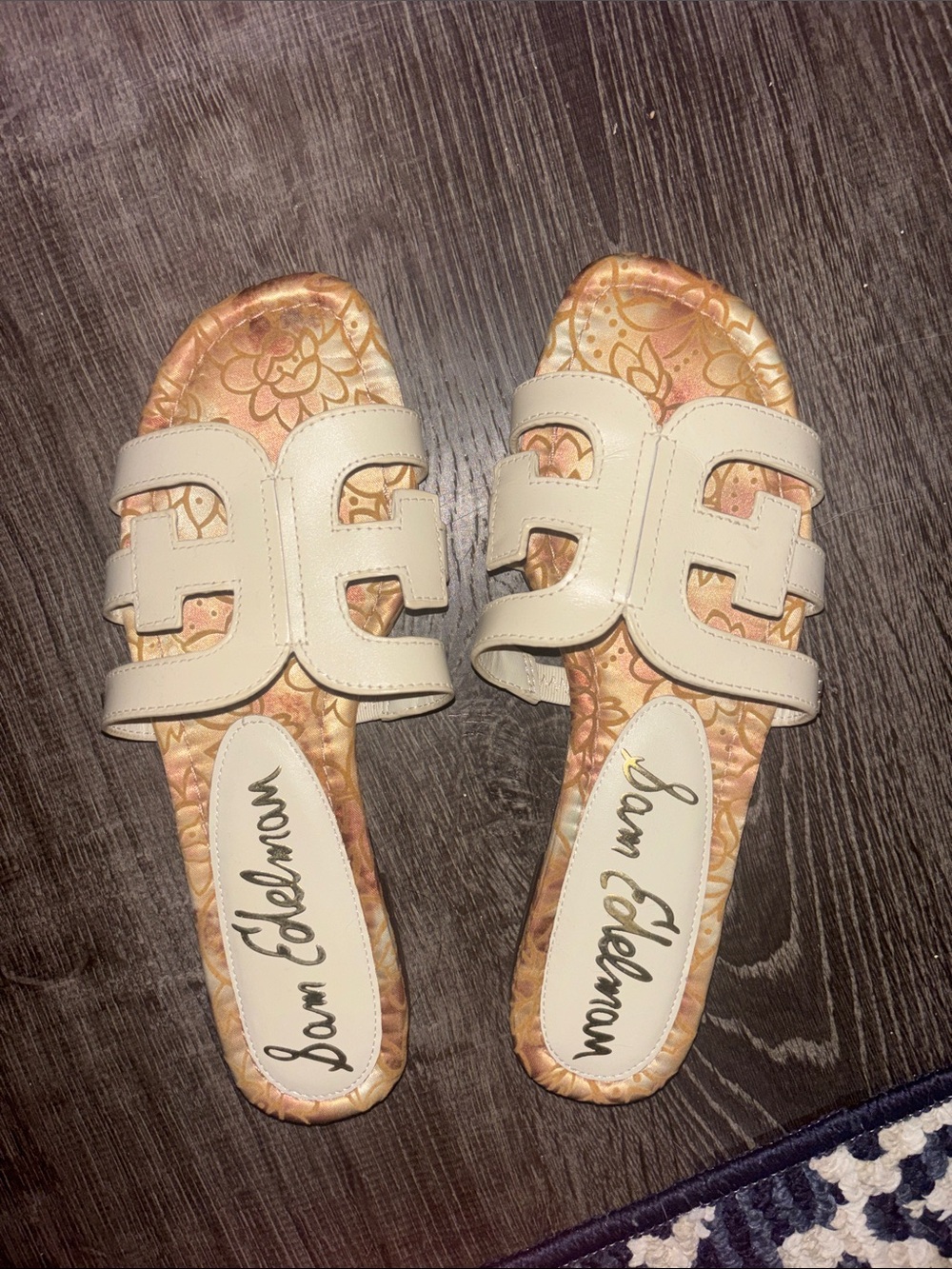 Sam Edelman Ivory Cutout Slide Sandals